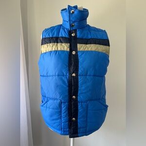 Vintage ‘90s Blue & Gray Snap Button Collared Puffer Vest